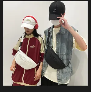 Trendige Paar Brusttasche einfarbige lässige Canvas Umhängetasche stylische Streetwear Gürteltasche.