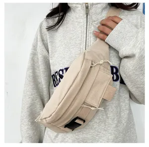 Kordsamt Retro lässige Brusttasche für Damen, minimalistische einfarbige Crossover-Hüfttasche.