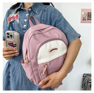 Kompakter leichter rosa-weißer Kontrast Rucksack süße minimalistische Schultasche für Reisen Alltag
