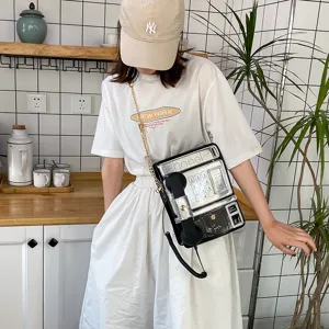 Neuheit Telefon Form Umhängetasche mit Retro Hörer Design, stilvolle lustige PU Tasche.