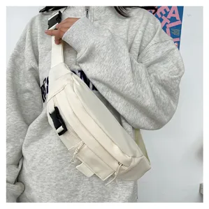 Lässige Canvas Brusttasche für Damen, japanischer Harajuku Stil Umhängetasche Gürteltasche.