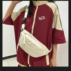 Einfarbige Canvas Umhängetasche Brusttasche, lässige wasserdichte Nylon Sport Bauchtasche.
