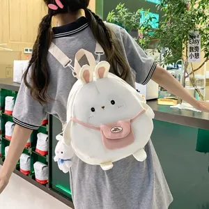 Zaino in Nylon con Coniglietto dei Cartoni Animati in Stile Harajuku Giapponese Grande Capacidad Borsa Scolastica per Studenti Giornaliera