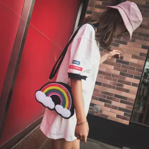 Bolso cruzado de nube de arcoíris con lentejuelas elegante bolso de hombro para mujer