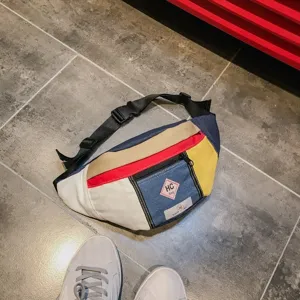 Farbblock Segeltuch Brusttasche Streetwear Stil lässige Gürteltasche mit verstellbarem Gurt