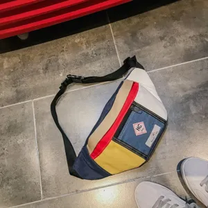 Koreanischer Stil Street Retro Damen Farbblock Gürteltasche lässige Brusttasche Bauchtasche.