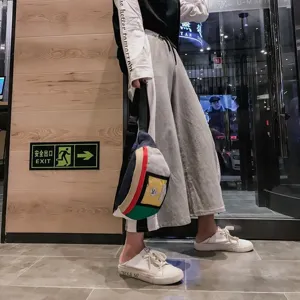 Streetwear Farbblock Canvas Brusttasche mit verstellbarem Riemen für Damen casual daily