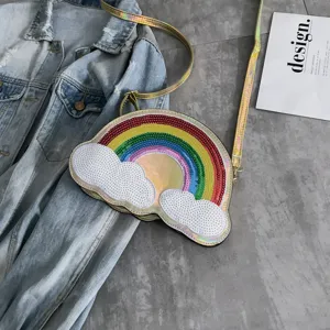 Bolso cruzado de nube de arco iris con lentejuelas, elegante bolso brillante para mujer.