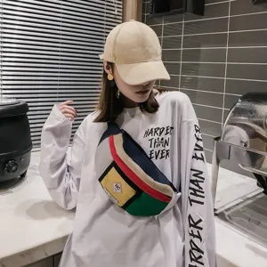 Modische Colorblock Brusttasche für Damen, trendige Streetwear Patchwork Gürteltasche Alltag.