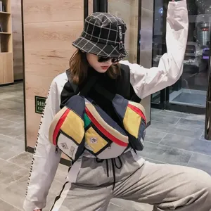 Koreanischer Stil Streetwear Hip-Hop Mehrtaschen Farbblock Brusttasche Taillentasche Damen