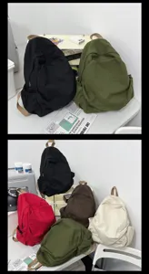 Lässiger Canvas Rucksack Vintage minimalistische Schultasche einfarbiger Daypack Damen