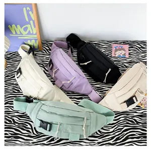 Japanische Harajuku lässige einfarbige Brusttasche und Vintage Gürteltasche mit verstellbarer Schnalle.