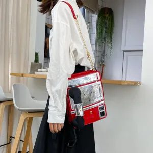 Neuheit Telefon Form Umhängetasche mit Hörer und Kette für Damen Mode lustiges Design