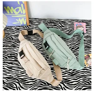 Freizeit Leinwand Brusttasche Retro Stil Gürteltasche Unisex Hip Hop Streetwear Sling Bag