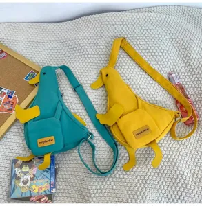 Segeltuch Ente Brusttasche süße Cartoon Umhängetasche lässige Crossbody Tasche Damen