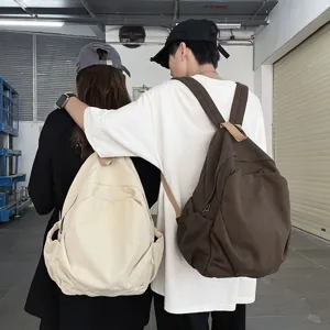 Retro Harajuku Stil Canvas Rucksack Für Damen Einfarbig Große Kapazität Schultasche Einfache Studenten Casual Reise Rucksack