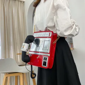 Kreative Telefon Umhängetasche für Damen, ausgefallene Retro Notruftelefon Handtasche.