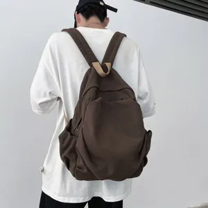 Retro Canvas Rucksack für den Alltag, schlichtes einfarbiges Design, geräumige Schultasche.