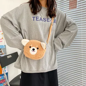 Süße Plüsch Bär Umhängetasche für Damen, flauschige Tier Schultertasche, süßer Stil.
