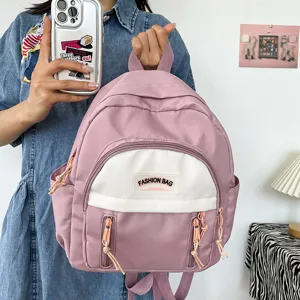 Kleiner leichter Rucksack süßer minimalistischer Freizeitschulrucksack Damen Reisetagebuch Rosa