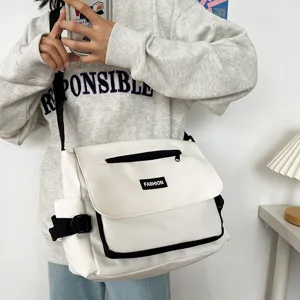 Japanische Retro Umhängetasche Nylon Große Kapazität Schultertasche Unisex Harajuku Kontrastfarbe Streetwear Messenger Bag Studenten Schulranzen