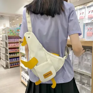 Niedliche Ente Form Oxford Gewebe Umhängetasche Brusttasche Für Damen Japanischen Stil Cartoon Schultertasche Für Studenten Tägliche Passende Geldbörse