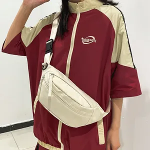 Minimalistische einfarbige Segeltuch Brusttasche wasserdichte Freizeittasche für Sport