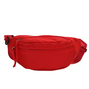 Einfarbige rote Nylon Gürteltasche wasserdichte Brusttasche für Sport und Freizeit