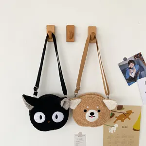 Süße flauschige Plüsch Umhängetasche Cartoon Tier Katze und Bär Schultertasche kawaii Stil
