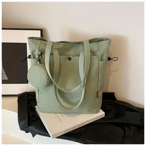 Sage green tote bag large capacity shoulder bag with small pouch for women daily commute