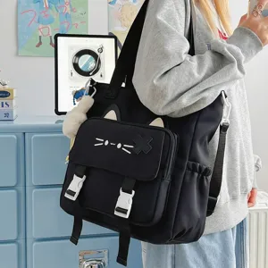 Koreanischer süßer Katzen Rucksack für Damen, multifunktionale lässige Umhängetasche.