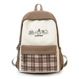Japanischer süßer College-Rucksack für Damen, lässiger Kontrast-Schulrucksack neu.