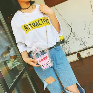 Transparente Jelly Bubble Tea Umhängetasche holografische süße Ketten Schultertasche Damen