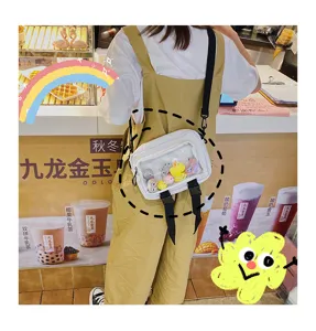 Clear crossbody bag for women cute ita bag transparent shoulder bag with toy compartment