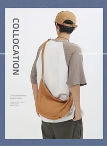 Bolso bandolera de lona casual para hombre de gran capacidad estilo retro diario