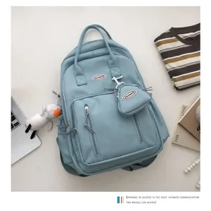 Mochila de estudiante de color solido minimalista, gran capacidad bolso casual diario.
