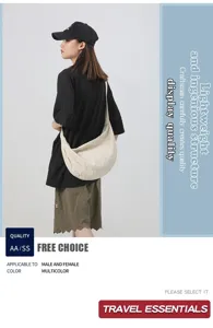 Bolso cruzado de lona sólido versátil gran capacidad bolso de hombro casual para unisex
