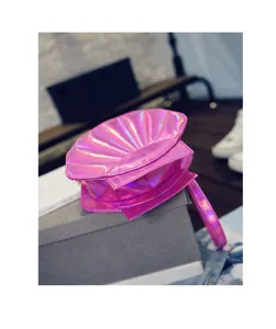 Rosa Laser Muschel Umhaengetasche fuer Damen, niedliche holografische PU Leder Tasche.