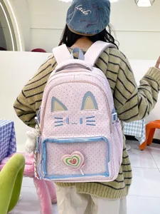 Zaino gatto doppia spalla Ita Bag borsa scolaretta grande capacità rosa per ragazze