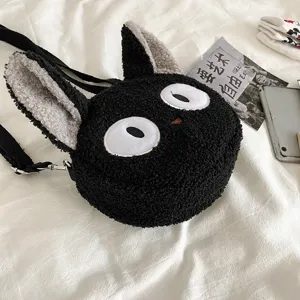 Süße schwarze Katze Plüsch Umhängetasche flauschige kawaii Anime Umhängetasche für Damen Mädchen.