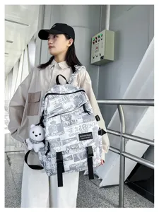 Stylish graffiti backpack for men and students, featuring cool print and multi pockets.