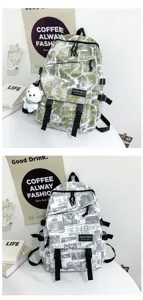 Trendy graffiti canvas backpack for men and boys, stylish dual color options, perfect for daily use.