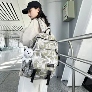 Men's stylish graffiti backpack large capacity casual school book bag for daily use