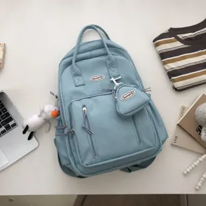 Mochila de gran capacidad estilo ins japonés de color liso para estudiantes, bolso casual para campus.