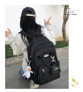 Mochila de gran capacidad de color solido estilo japones para estudiantes uso diario