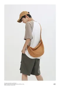 Bolso cruzado de lona lisa versátil para hombre, bolso de hombro informal de gran capacidad.