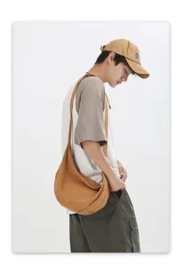 Bolso cruzado de lona de color liso informal para hombre, bolso de hombro de gran capacidad.