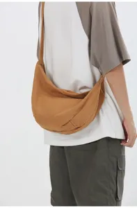 Bolso cruzado de lona marrón informal, gran capacidad elegante bolso de hombro para uso diario.