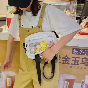 Women transparent ita crossbody bag cute plush toy shoulder bag fashion casual clear purse
