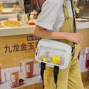 Women Transparent PVC Canvas Shoulder Bag Korean Ins Style Creative Funny Doll Display Ita Bag Crossbody Purse For Daily